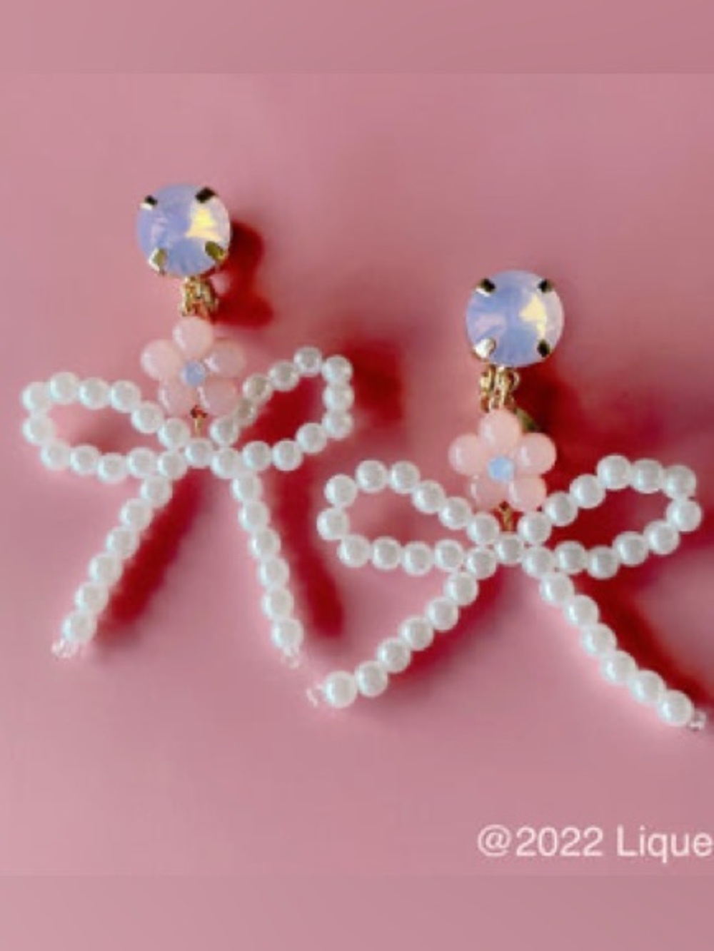 Japanese Liquem Gold Plated Pearl Crystal Flower Daisy Flower Clip Earrings